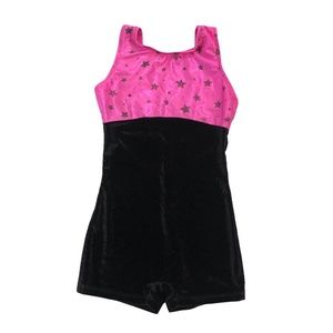 Perfect Balance Gymnastics Tumbling Unitard Black & Pink Fit is 6-8